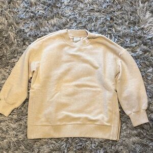 Varley Ribbed Beige Mae Boyfriend Sweatshirt